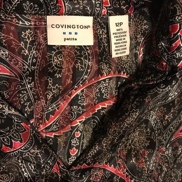 Covington Petite Sheer Paisley Stripe Button Shirt - Picture 3 of 4